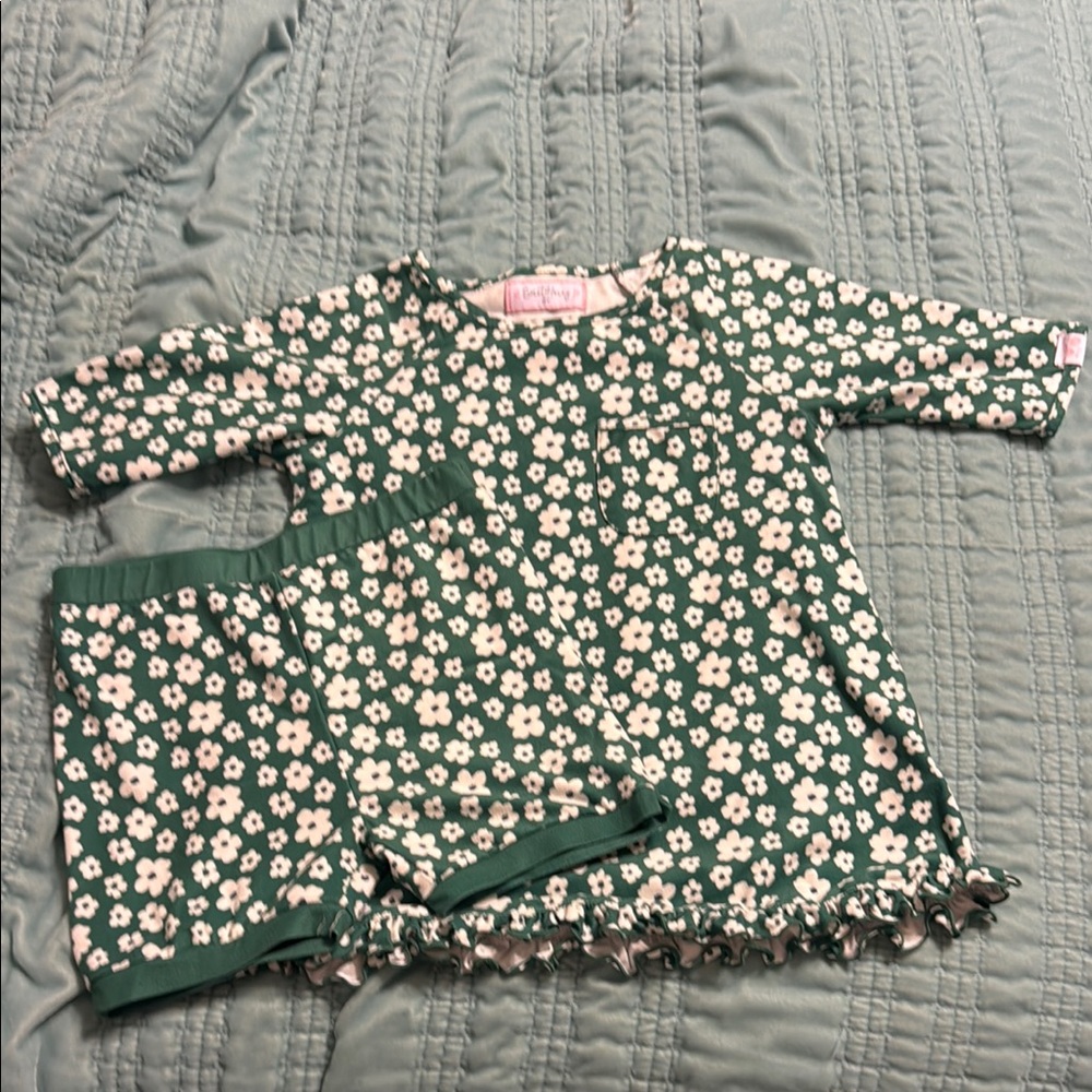 SweetHoney Green Floral Kids Pajama Set